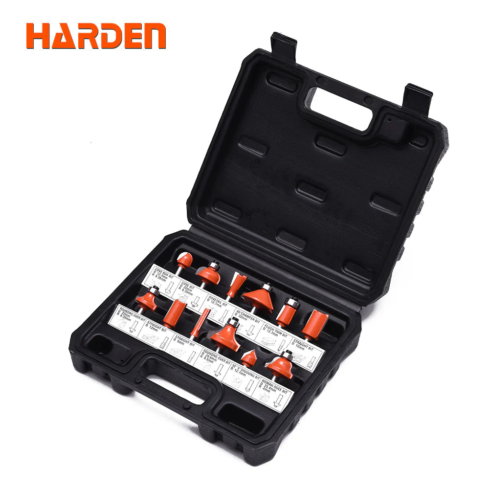 Harden Professional 12-Piece Tungsten Carbide Router Bit Set – 1/4" Shank | 613212 Harden